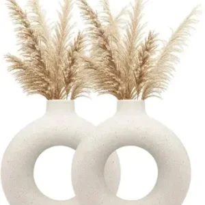 saikara collection collection donut shape plastic vases office desk flower vase pack of 2 plastic vase (6 inch, white)