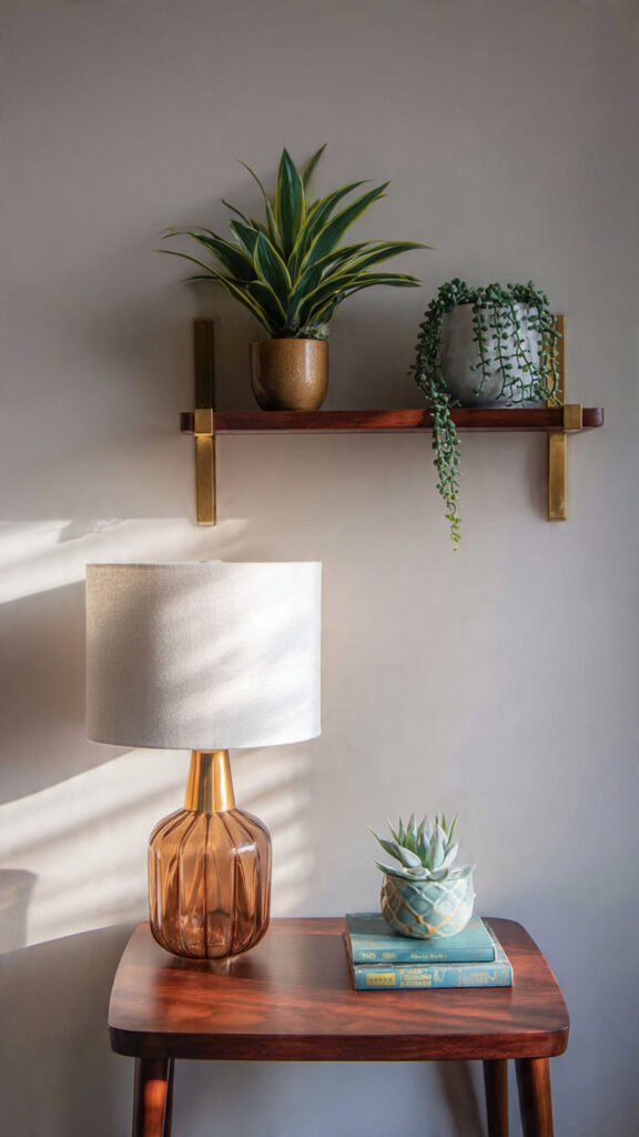 a corner decorated with a plant lamp (1)